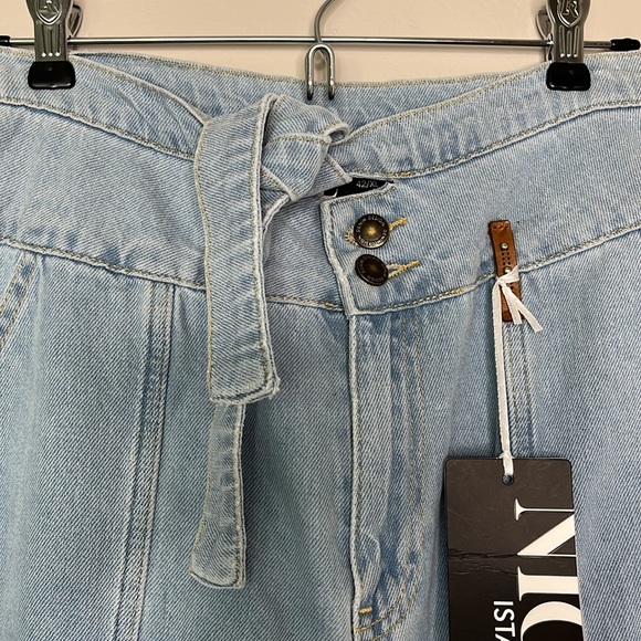 NICE Istanbul paperbag tie waist denim pants - Picture 5 of 7